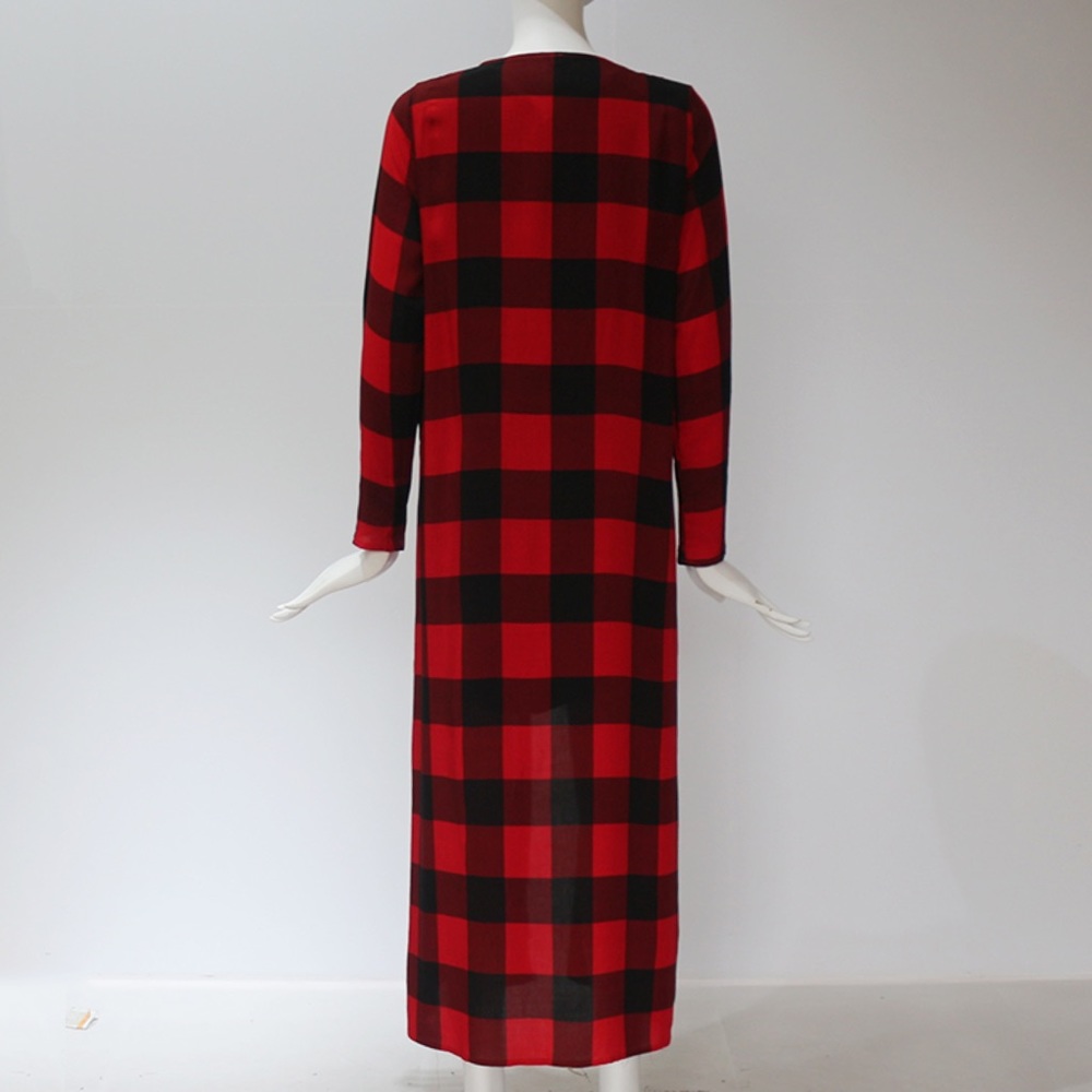 Red & Black Buffalo Plaid Long Sleeve Duster Cardigan - Picture 7 of 16